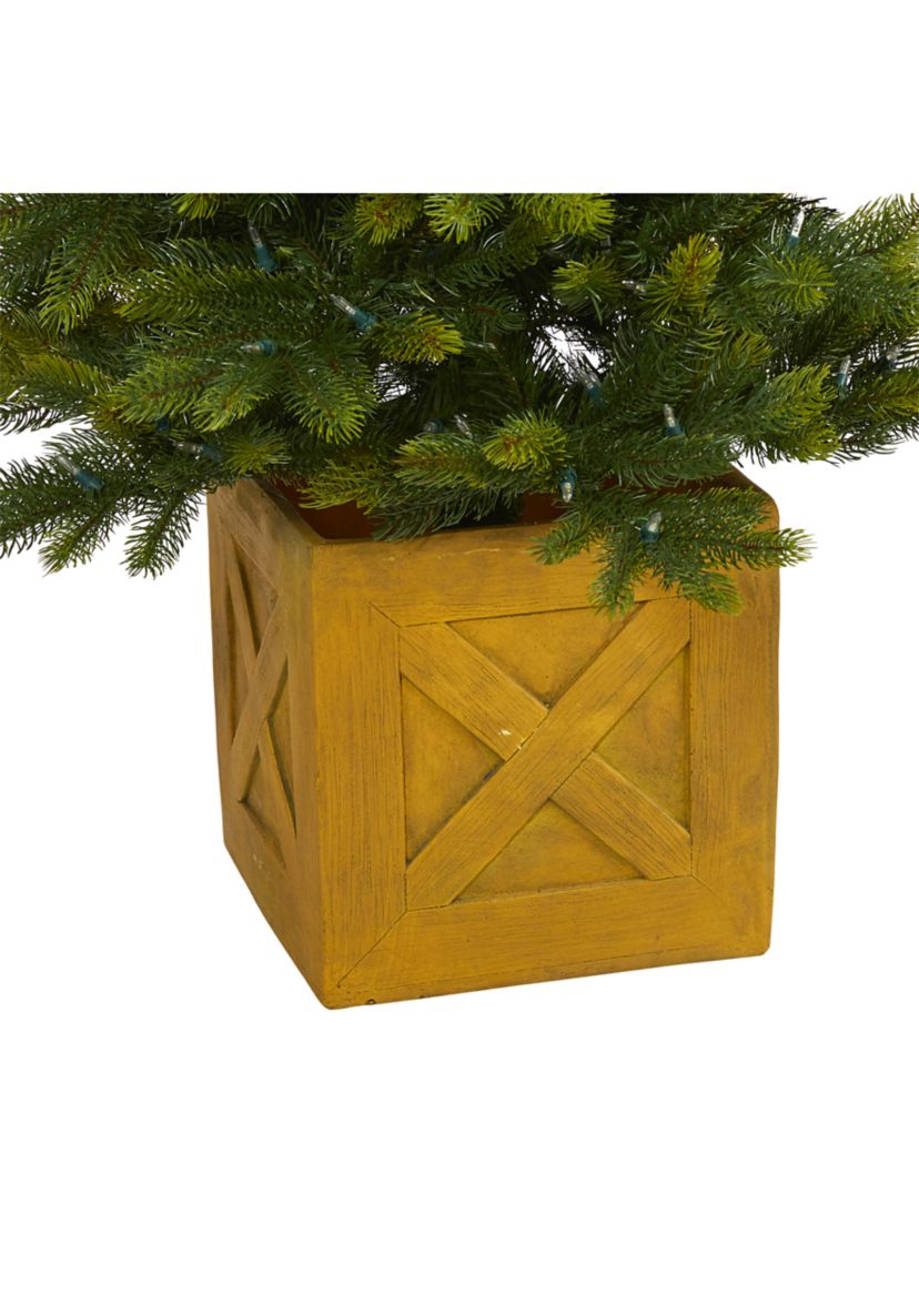 5 Foot Manchester Fir Artificial Christmas Tree in Decorative Planter with 250 Clear Warm (Multifunction) LED Lights and 366 Bendable Branches