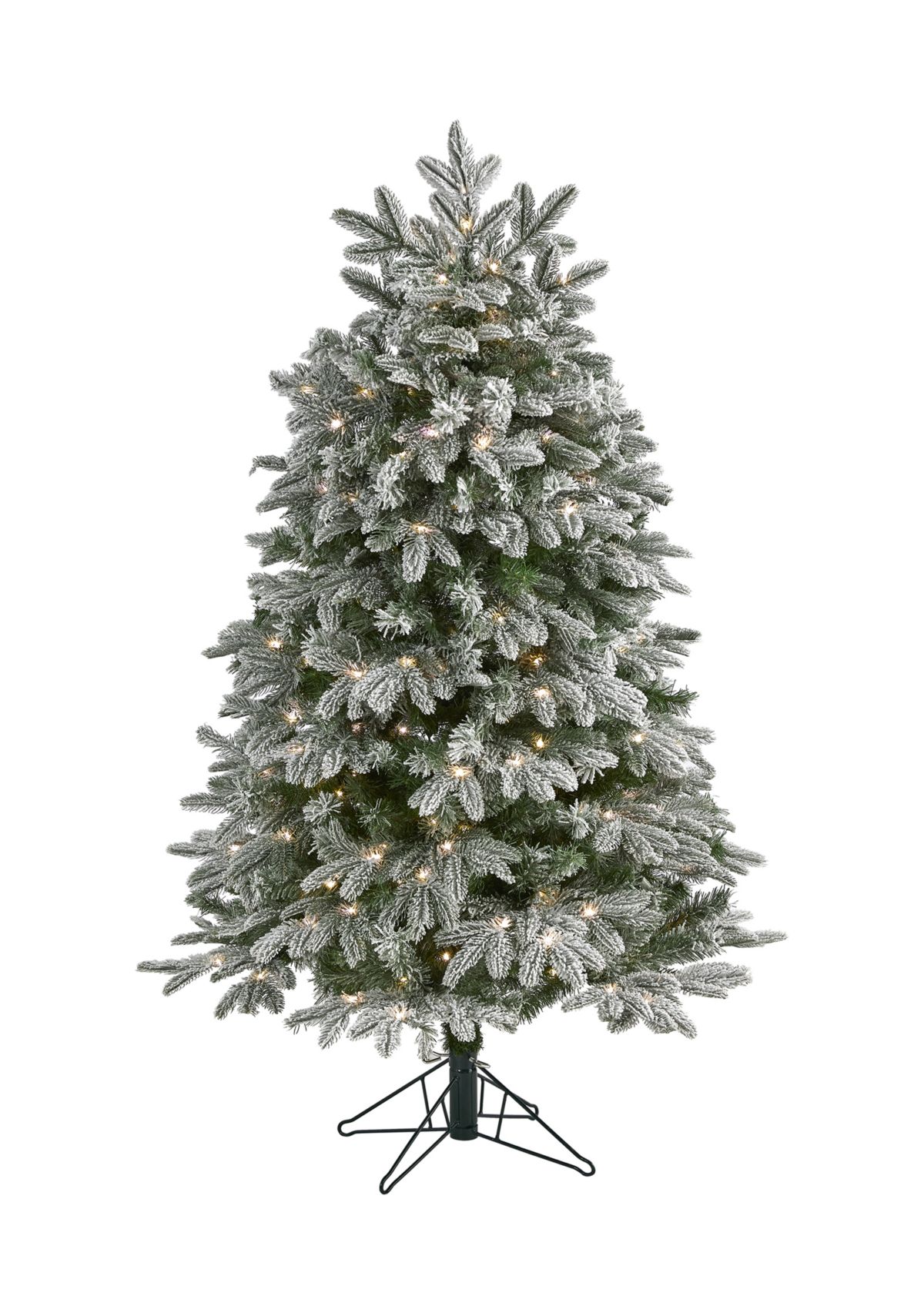 5 Foot Flocked Colorado Mountain Fir Artificial Christmas Tree with 300 Warm White Microdot (Multifunction) LED Lights with Instant Connect Technology and 511 Bendable Branches