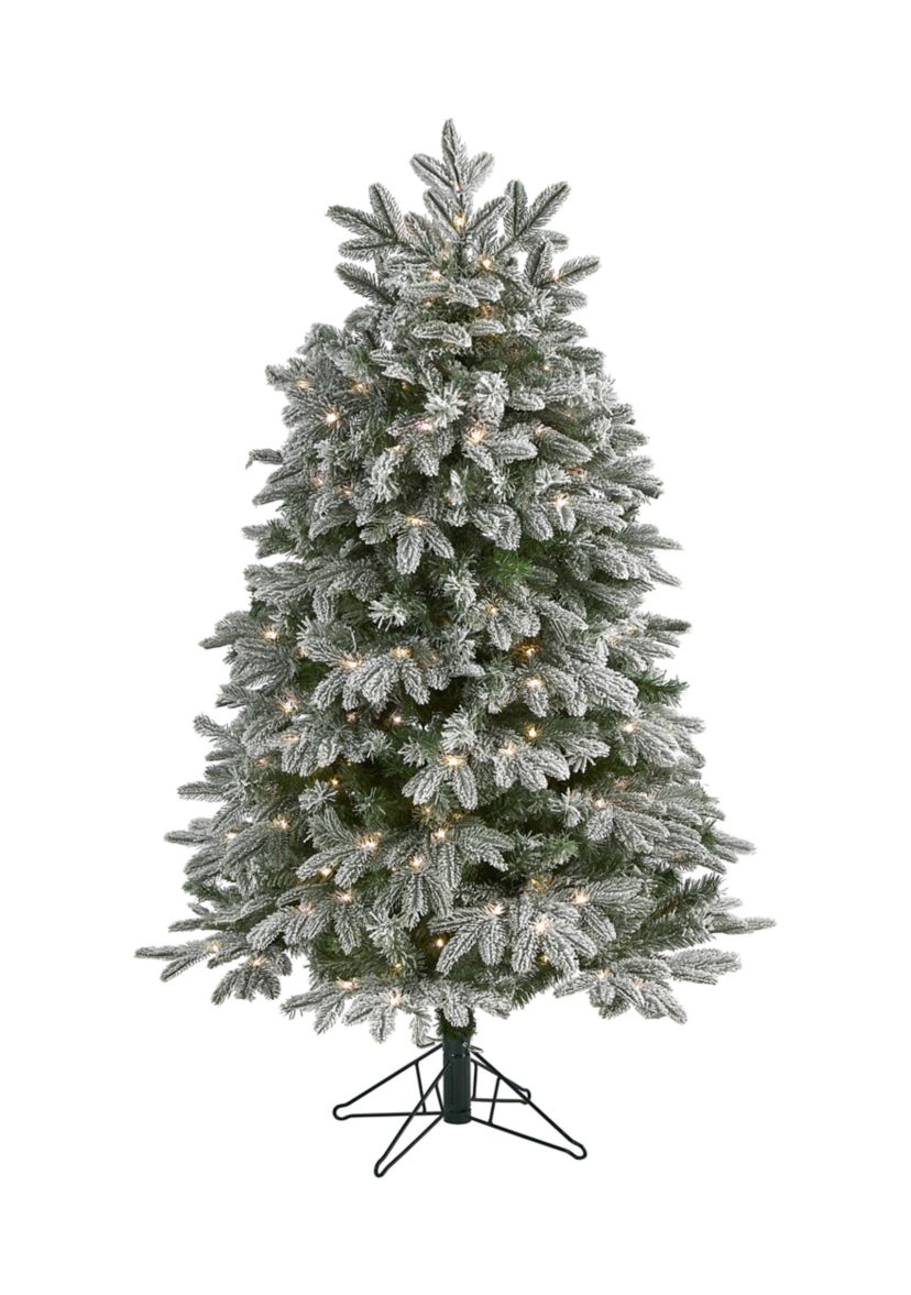 5 Foot Flocked Colorado Mountain Fir Artificial Christmas Tree with 300 Warm White Microdot (Multifunction) LED Lights with Instant Connect Technology and 511 Bendable Branches