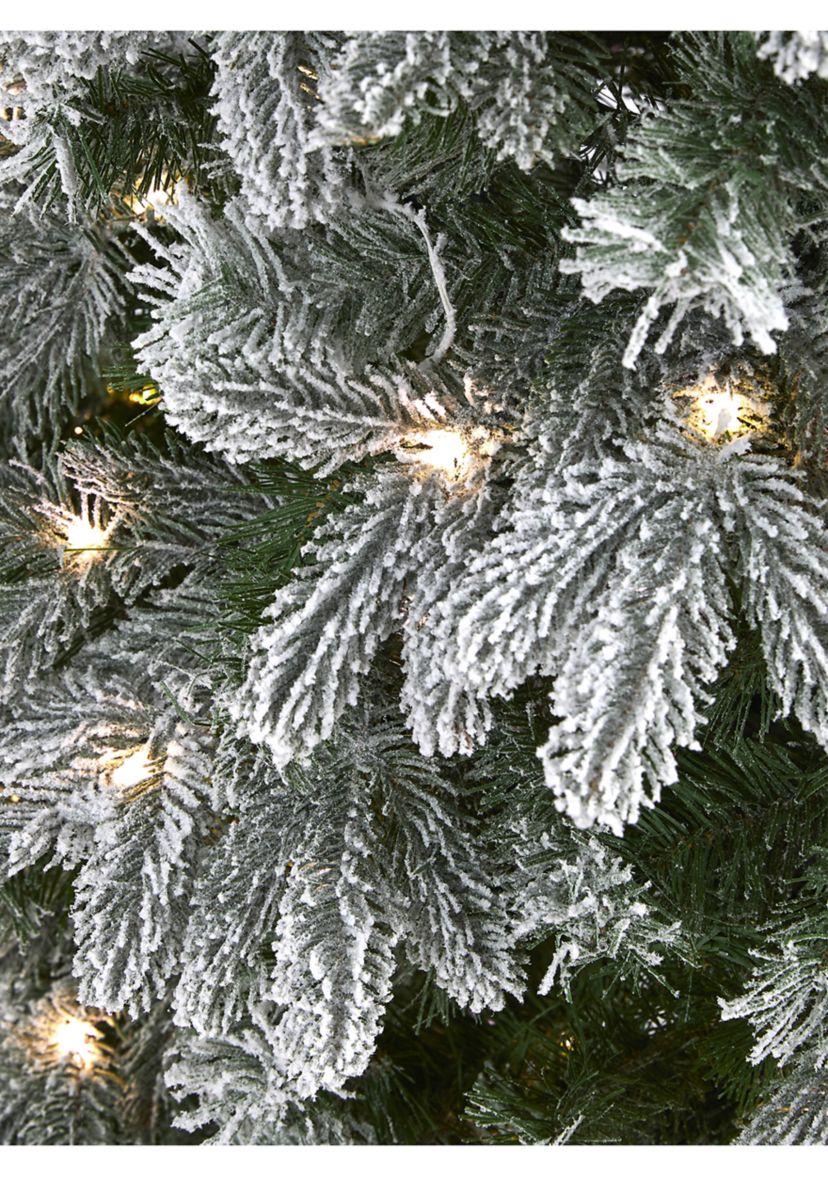 5 Foot Flocked Colorado Mountain Fir Artificial Christmas Tree with 300 Warm White Microdot (Multifunction) LED Lights with Instant Connect Technology and 511 Bendable Branches