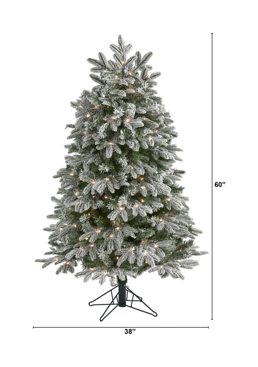 5 Foot Flocked Colorado Mountain Fir Artificial Christmas Tree with 300 Warm White Microdot (Multifunction) LED Lights with Instant Connect Technology and 511 Bendable Branches