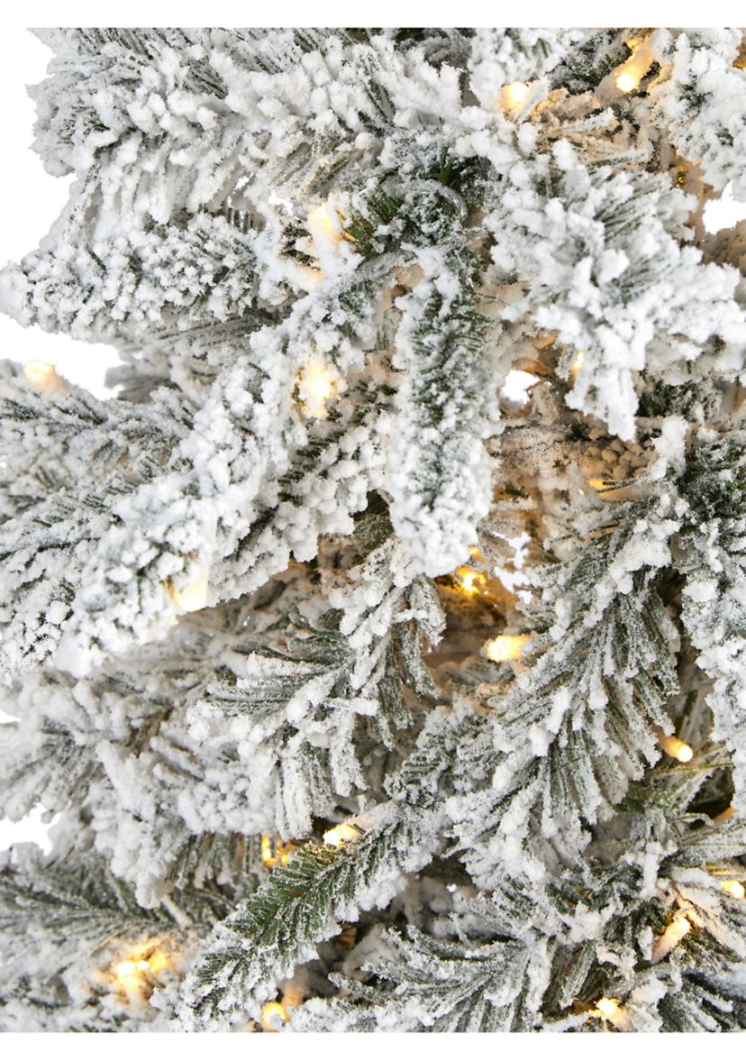 5 Foot Flocked Grand Northern Rocky Fir Artificial Christmas Tree with 650 Warm Micro (Multifunction with Remote Control) LED Lights, Instant Connect Technology and 386 Bendable Branches