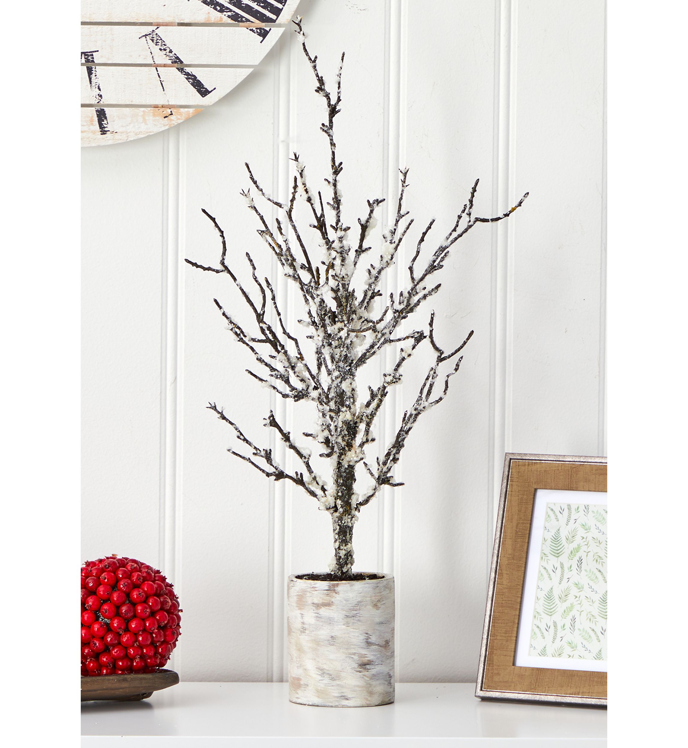 Snowed Twig Tree in Decorative Planter