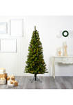 6.5 Foot Green Valley Pine Artificial Christmas Tree with 300 Warm White LED Lights and 579 Bendable Branches