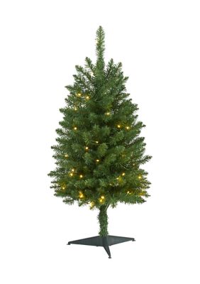 Nearly Natural 3 Foot Slim Green Mountain Pine Artificial Christmas Tree with 50 Clear LED Lights