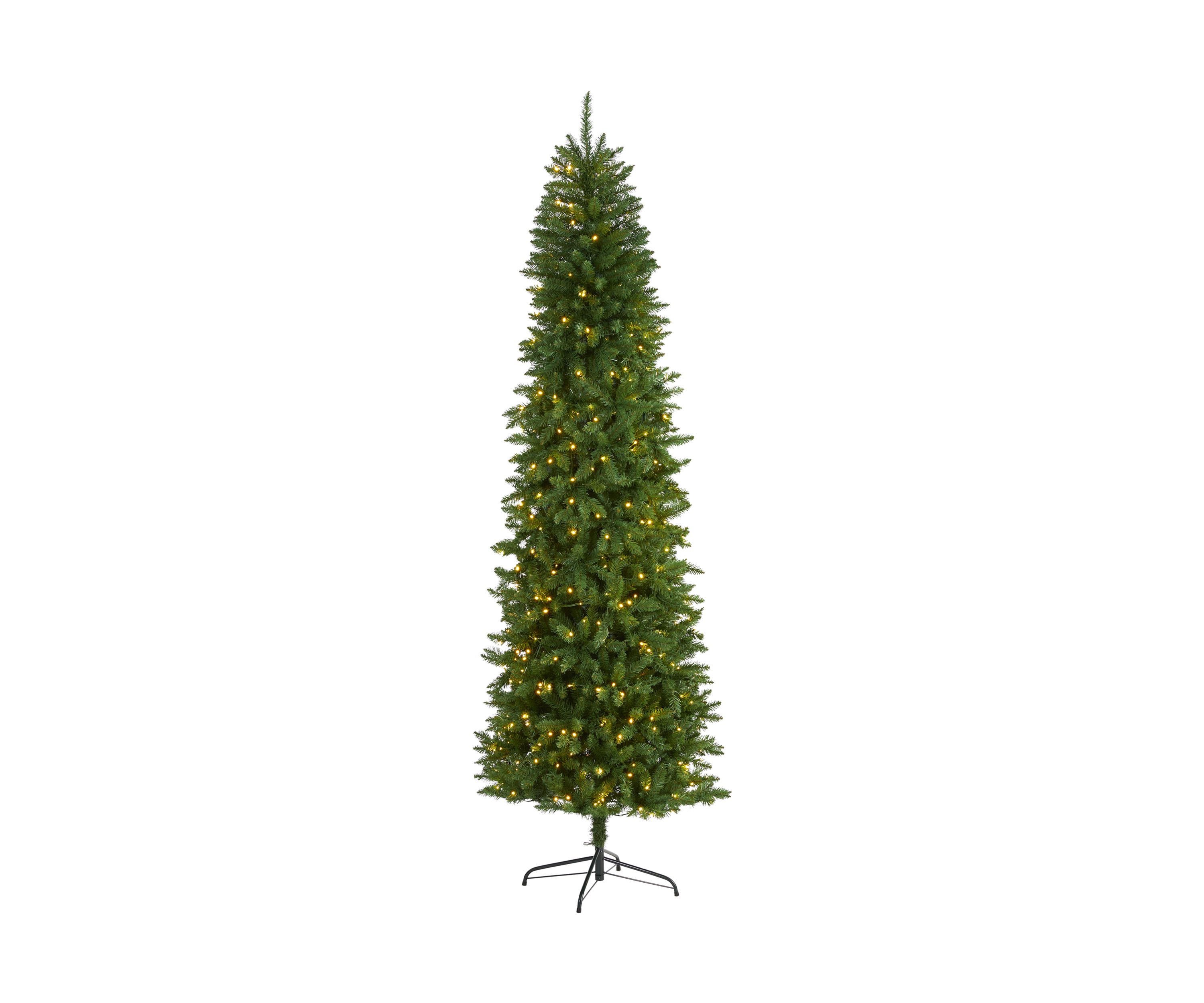 8 Foot Slim Green Mountain Pine Artificial Christmas Tree with 400 Clear LED Lights