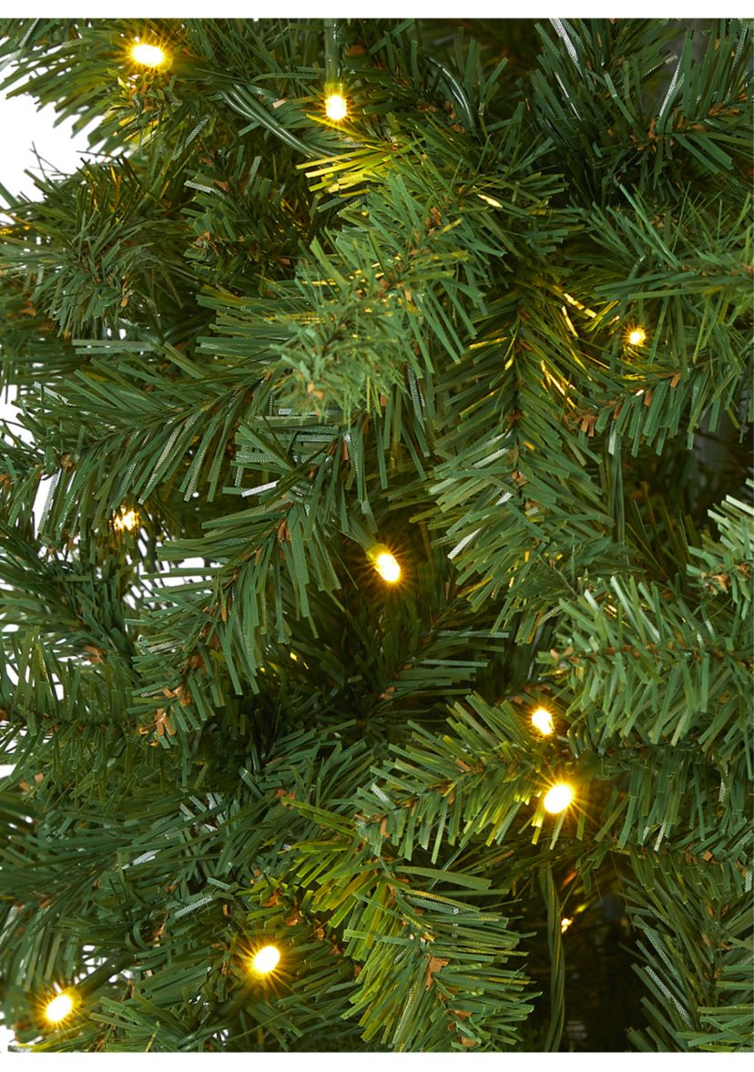 8 Foot Slim Green Mountain Pine Artificial Christmas Tree with 400 Clear LED Lights
