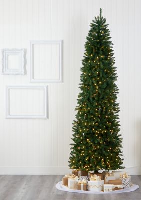 Nearly Natural 9 Foot Slim Green Mountain Pine Artificial Christmas Tree with 600 Clear LED Lights -  0192897240512