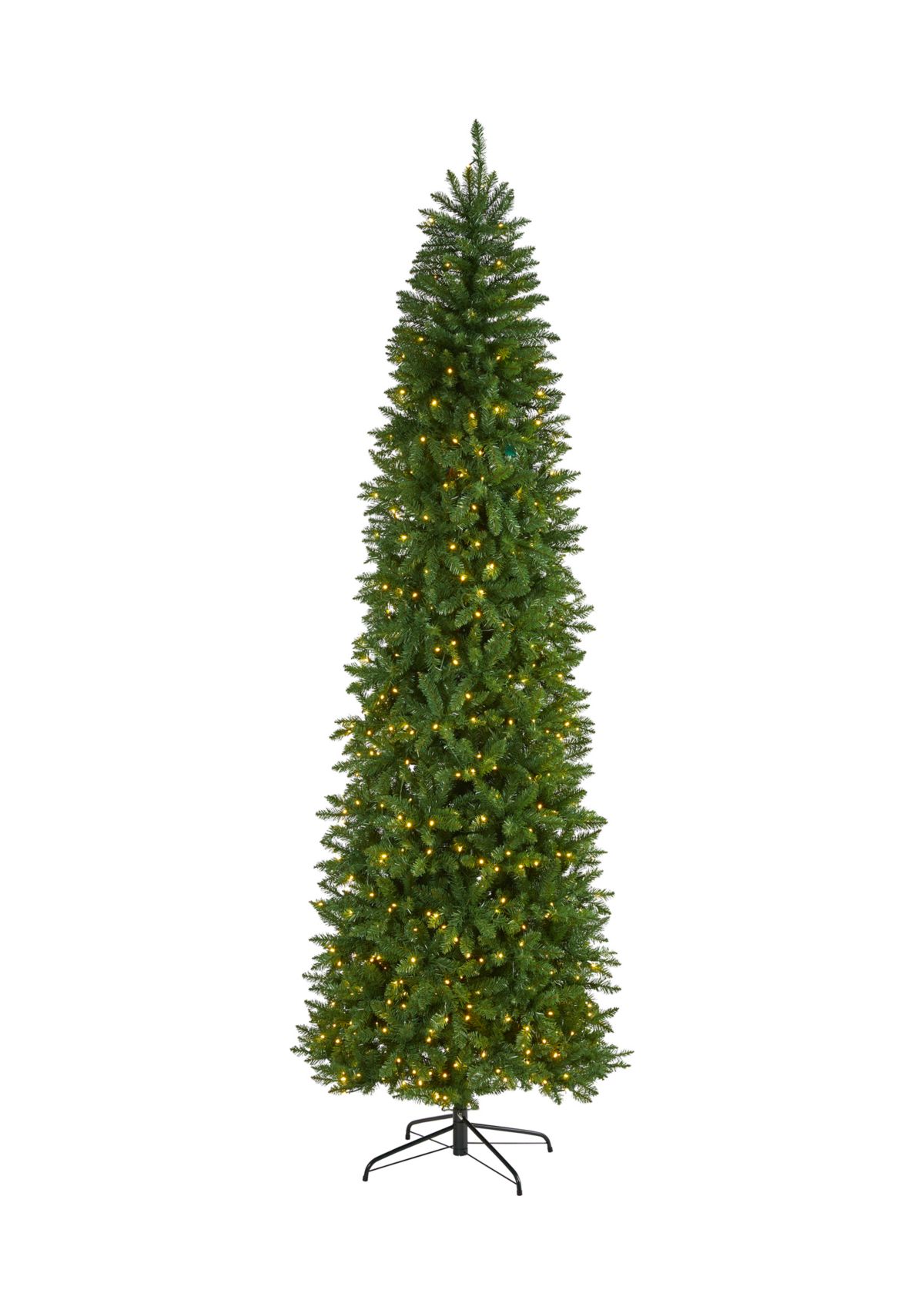 9 Foot Slim Green Mountain Pine Artificial Christmas Tree with 600 Clear LED Lights