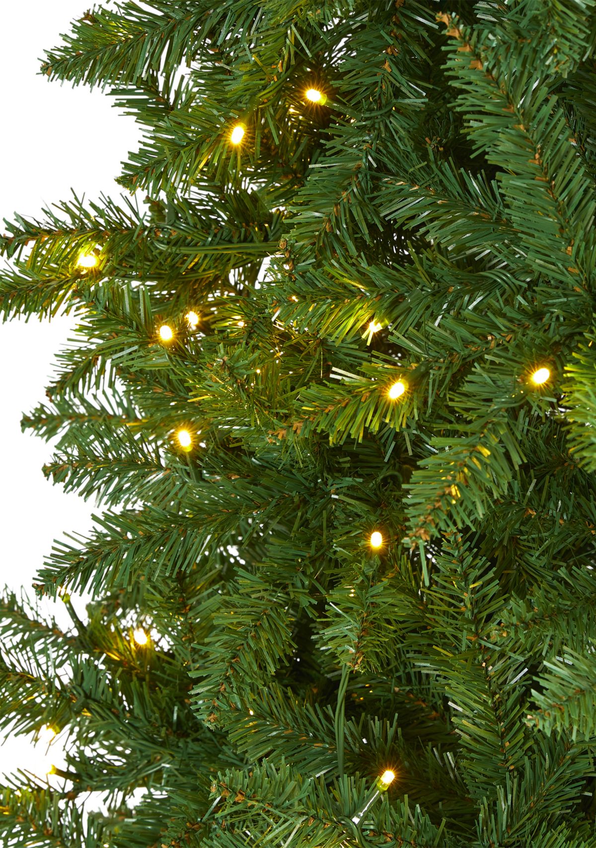 9 Foot Slim Green Mountain Pine Artificial Christmas Tree with 600 Clear LED Lights