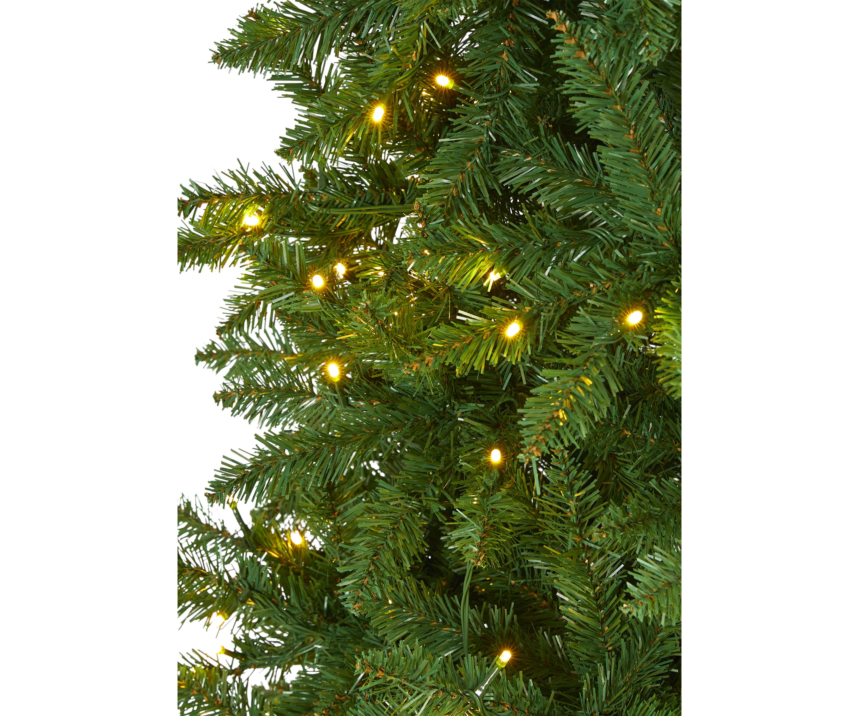 9 Foot Slim Green Mountain Pine Artificial Christmas Tree with 600 Clear LED Lights