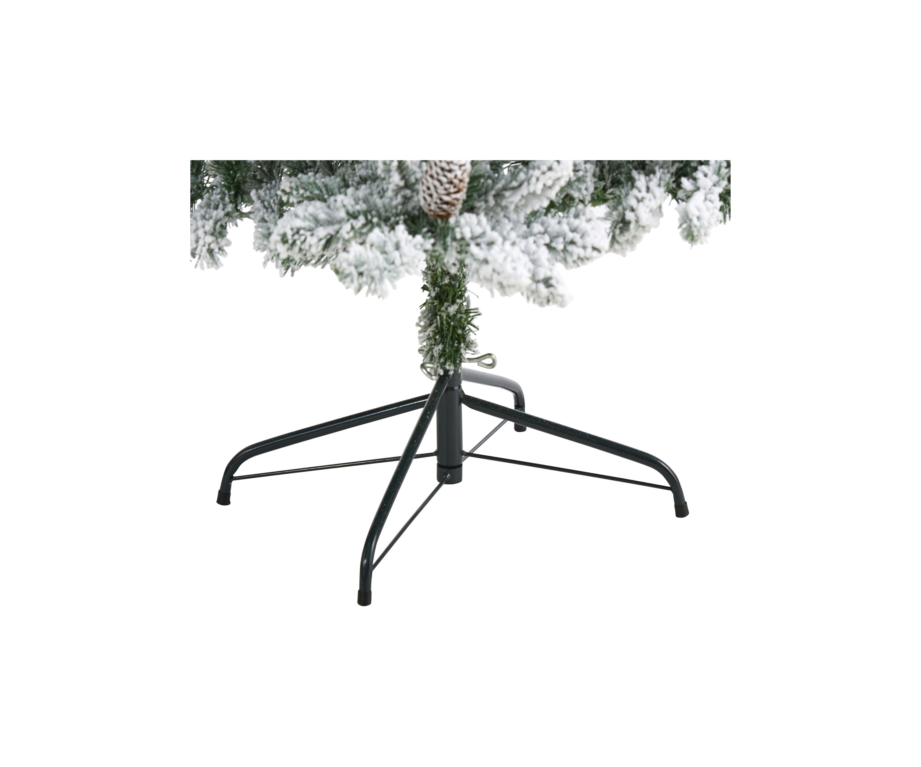 6 Foot Flocked Livingston Fir Artificial Christmas Tree with Pine Cones and 300 Clear Warm LED Lights