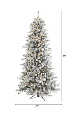 7.5 Foot Flocked Livingston Fir Artificial Christmas Tree with Pine Cones and 500 Clear Warm LED Lights