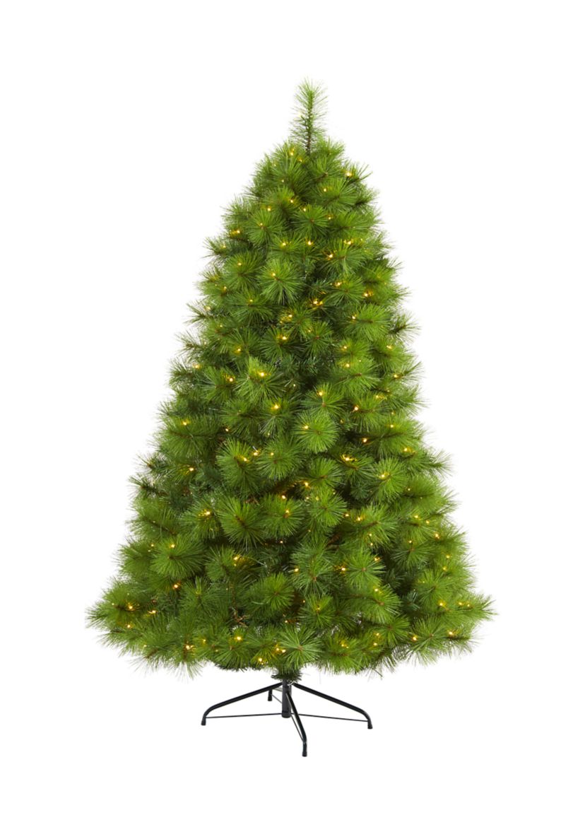 6 Foot Green Scotch Pine Artificial Christmas Tree with 300 Clear LED Lights