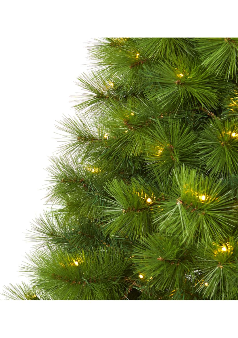 6 Foot Green Scotch Pine Artificial Christmas Tree with 300 Clear LED Lights