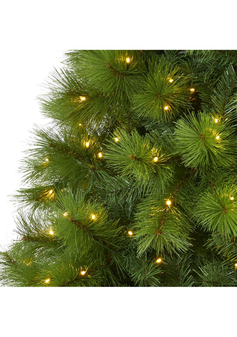 8 Foot Green Scotch Pine Artificial Christmas Tree with 600 Clear LED Lights