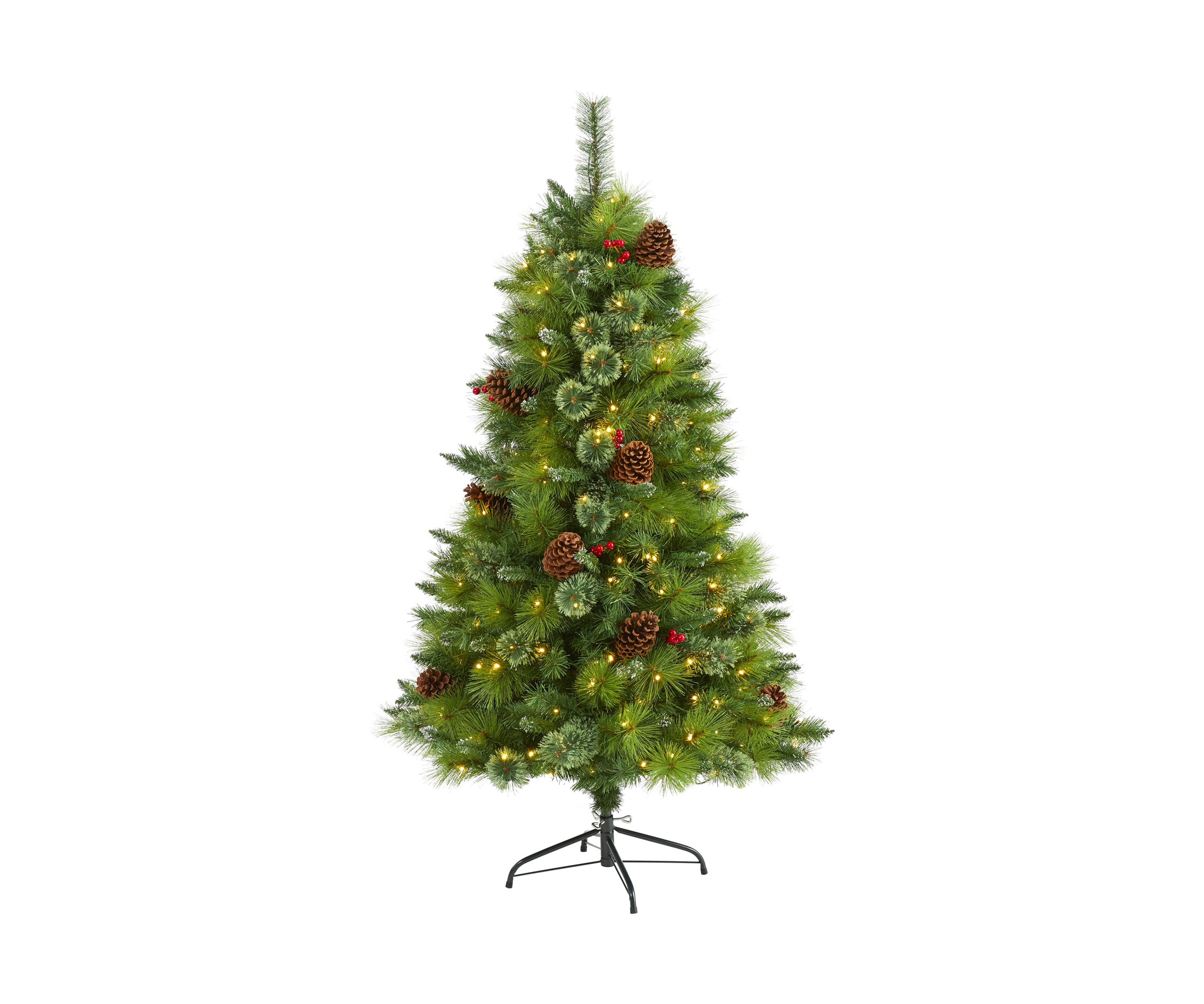5 Foot Montana Mixed Pine Artificial Christmas Tree with Pine Cones, Berries and 250 Clear LED Lights