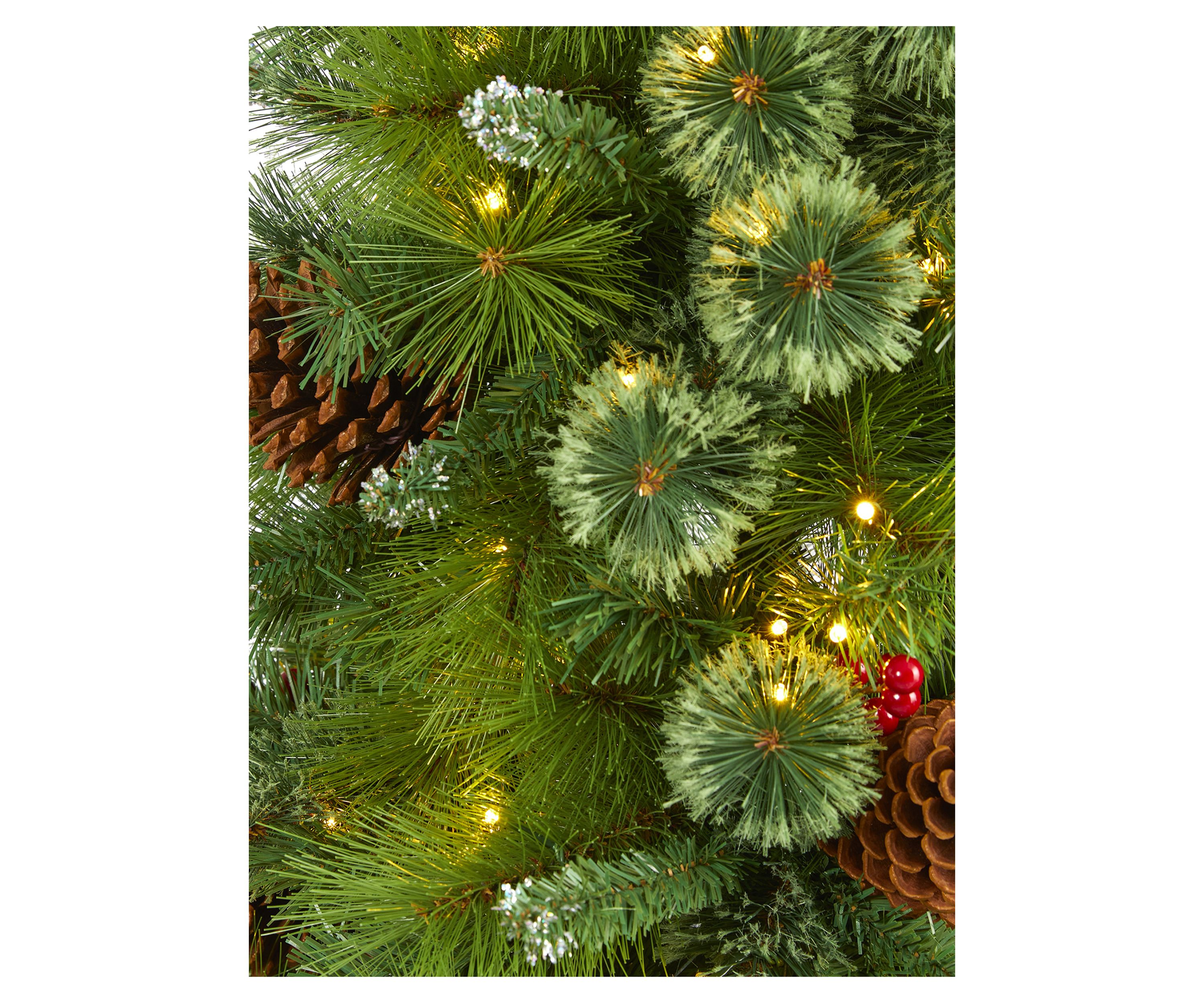 5 Foot Montana Mixed Pine Artificial Christmas Tree with Pine Cones, Berries and 250 Clear LED Lights