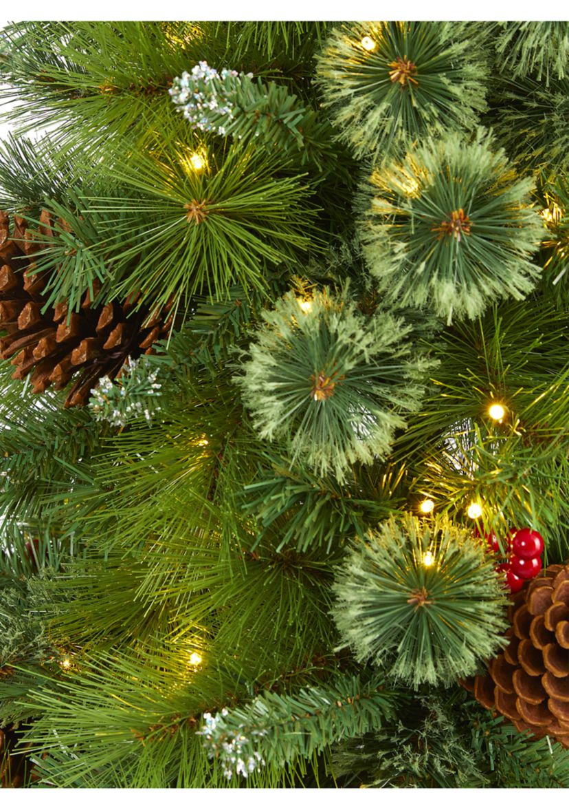 5 Foot Montana Mixed Pine Artificial Christmas Tree with Pine Cones, Berries and 250 Clear LED Lights