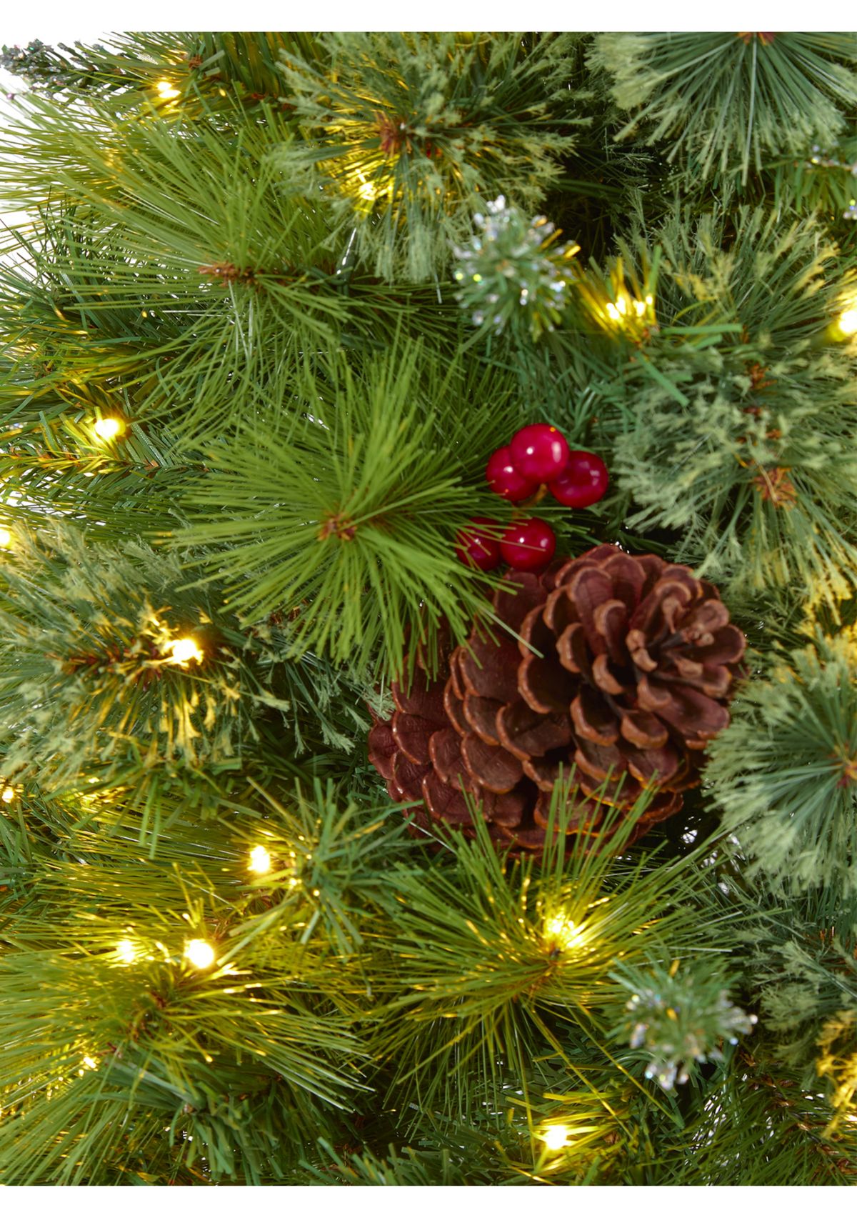 6 Foot Montana Mixed Pine Artificial Christmas Tree with Pine Cones, Berries and 350 Clear LED Lights