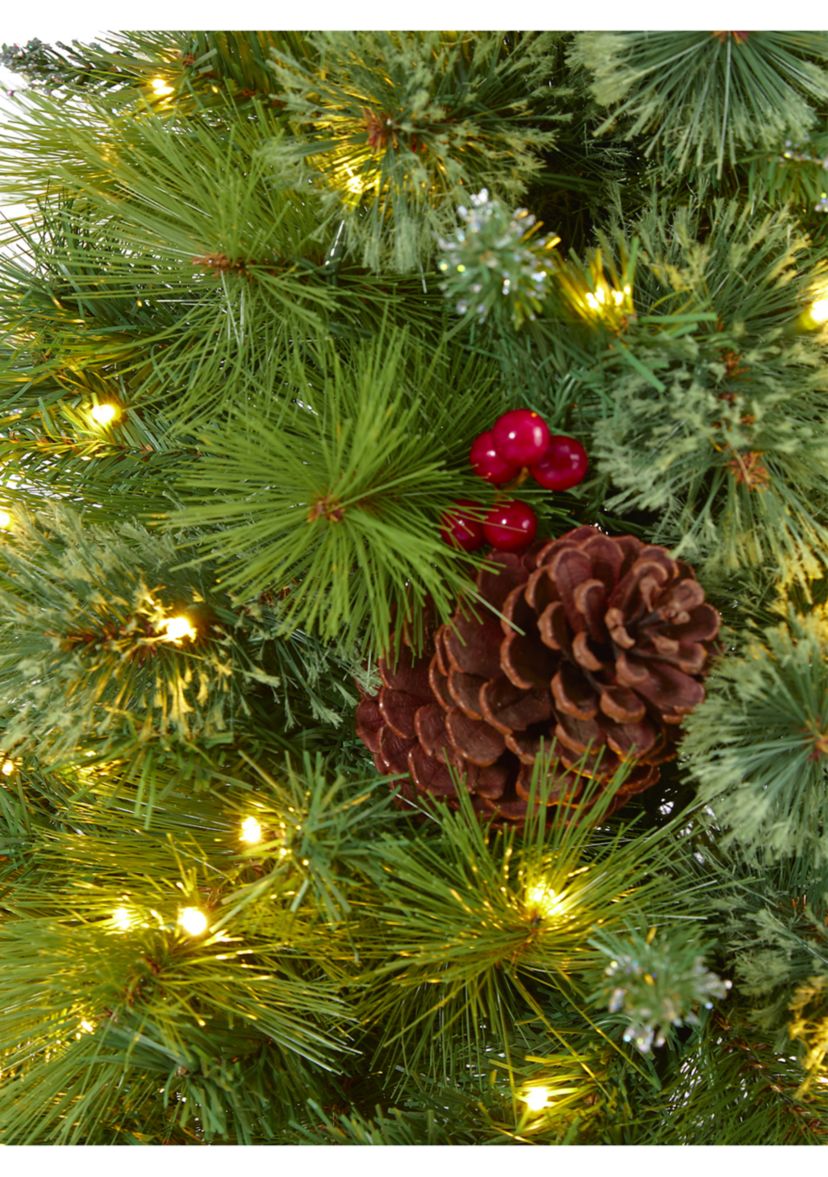 6 Foot Montana Mixed Pine Artificial Christmas Tree with Pine Cones, Berries and 350 Clear LED Lights