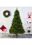 7 Foot Montana Mixed Pine Artificial Christmas Tree with Pine Cones, Berries and 500 Clear LED Lights
