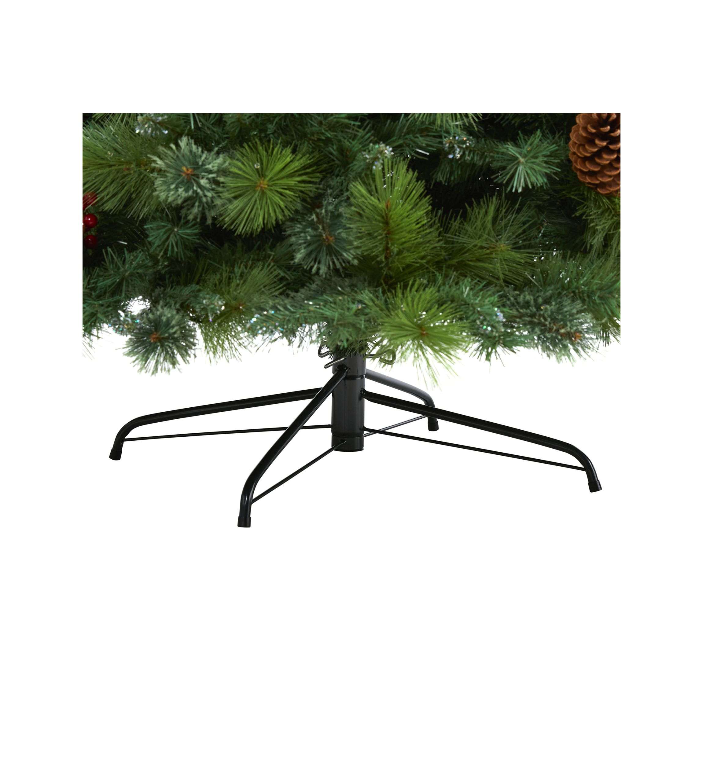 8 Foot Montana Mixed Pine Artificial Christmas Tree with Pine Cones, Berries and 700 Clear LED Lights