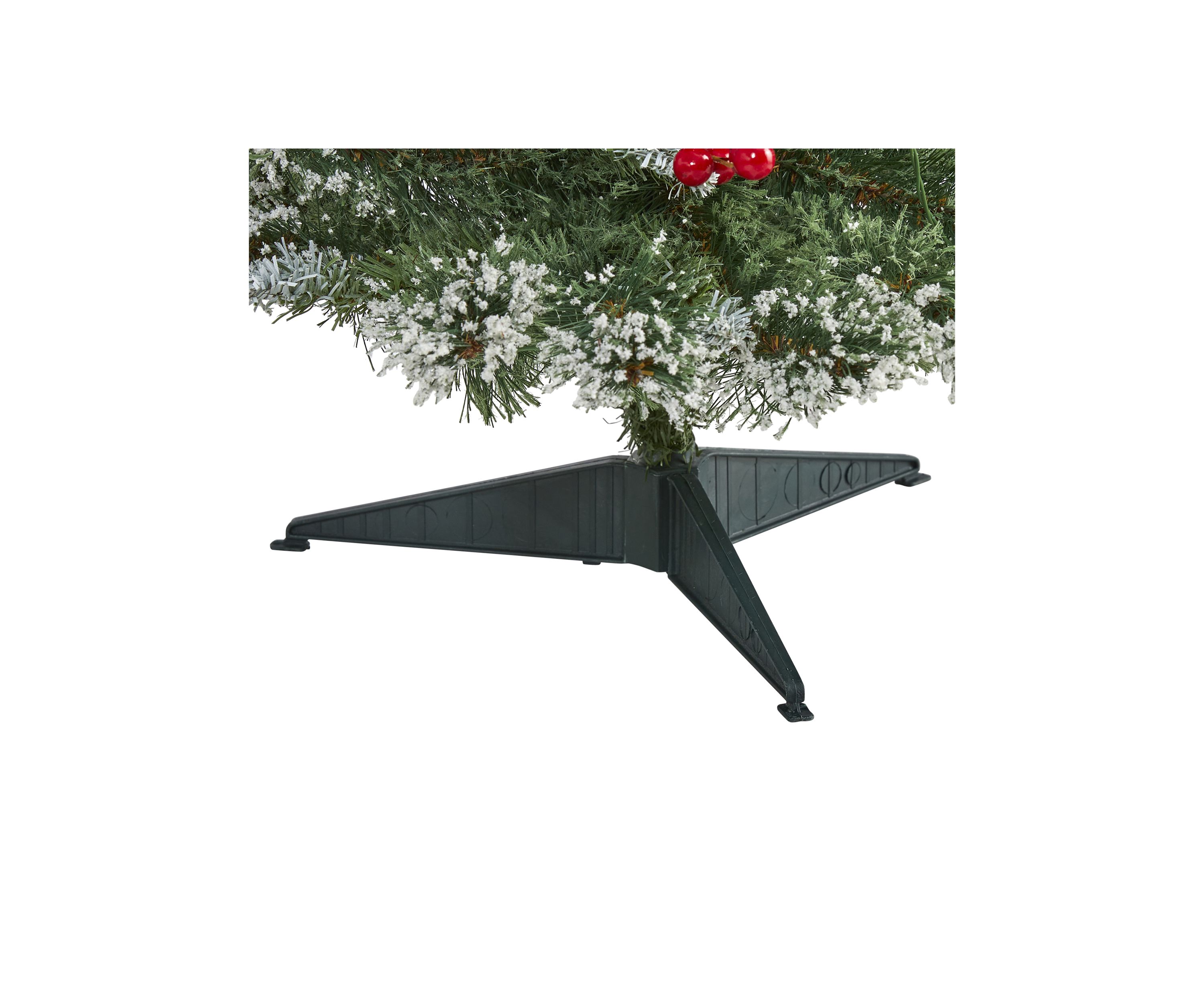 3 Foot Frosted Swiss Pine Artificial Christmas Tree with 50 Clear LED Lights and Berries