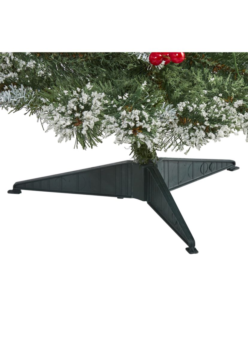 3 Foot Frosted Swiss Pine Artificial Christmas Tree with 50 Clear LED Lights and Berries