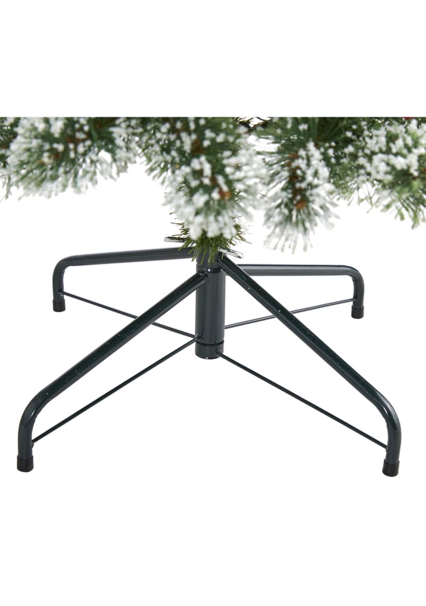 4 Foot Frosted Swiss Pine Artificial Christmas Tree with 100 Clear LED Lights and Berries