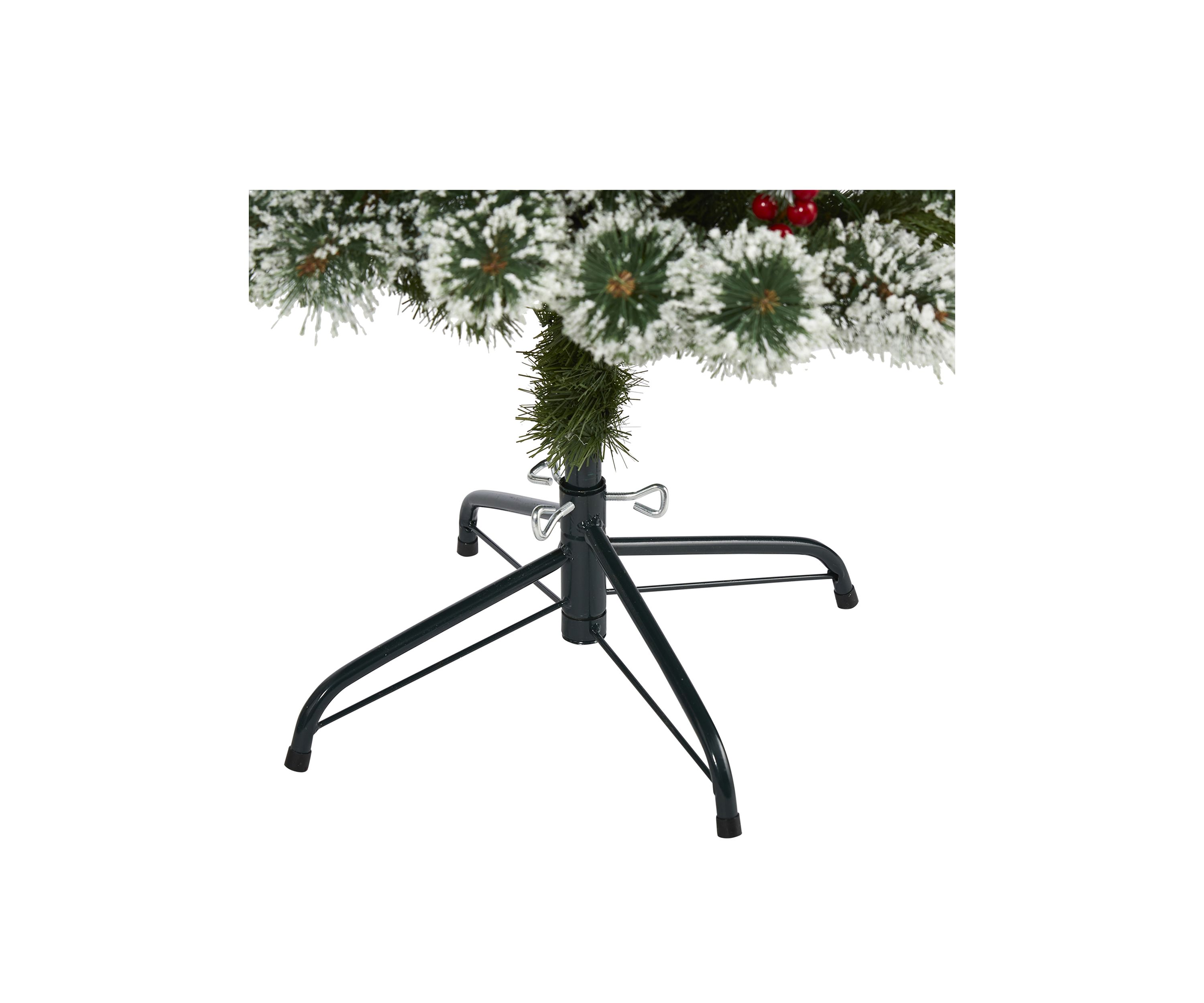 5 Foot Frosted Swiss Pine Artificial Christmas Tree with 200 Clear LED Lights and Berries