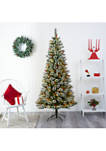 7 Foot Frosted Swiss Pine Artificial Christmas Tree with 400 Clear LED Lights and Berries
