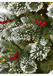 8 Foot Frosted Swiss Pine Artificial Christmas Tree with 550 Clear LED Lights and Berries
