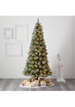 8 Foot Frosted Swiss Pine Artificial Christmas Tree with 550 Clear LED Lights and Berries