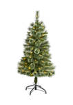 4 Foot Wisconsin Slim Snow Tip Pine Artificial Christmas Tree with 100 Clear LED Light