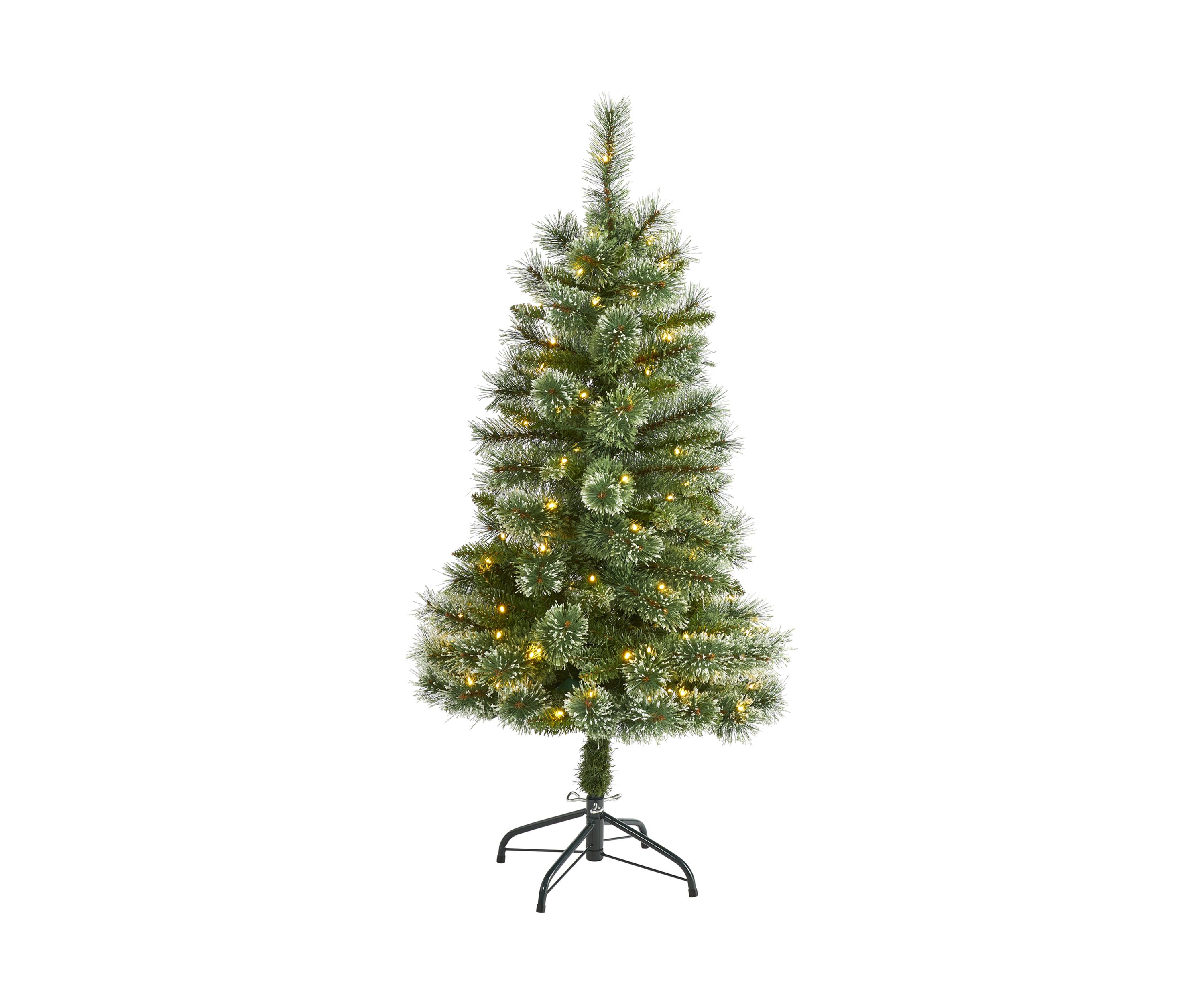 4 Foot Wisconsin Slim Snow Tip Pine Artificial Christmas Tree with 100 Clear LED Light