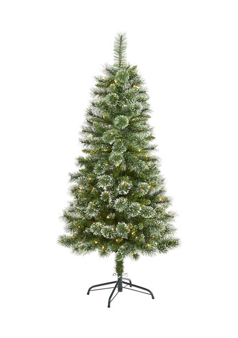 5 Foot Wisconsin Slim Snow Tip Pine Artificial Christmas Tree with 150 Clear LED Lights