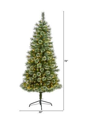 Foot Wisconsin Slim Snow Tip Pine Artificial Christmas Tree with Clear LED Lights