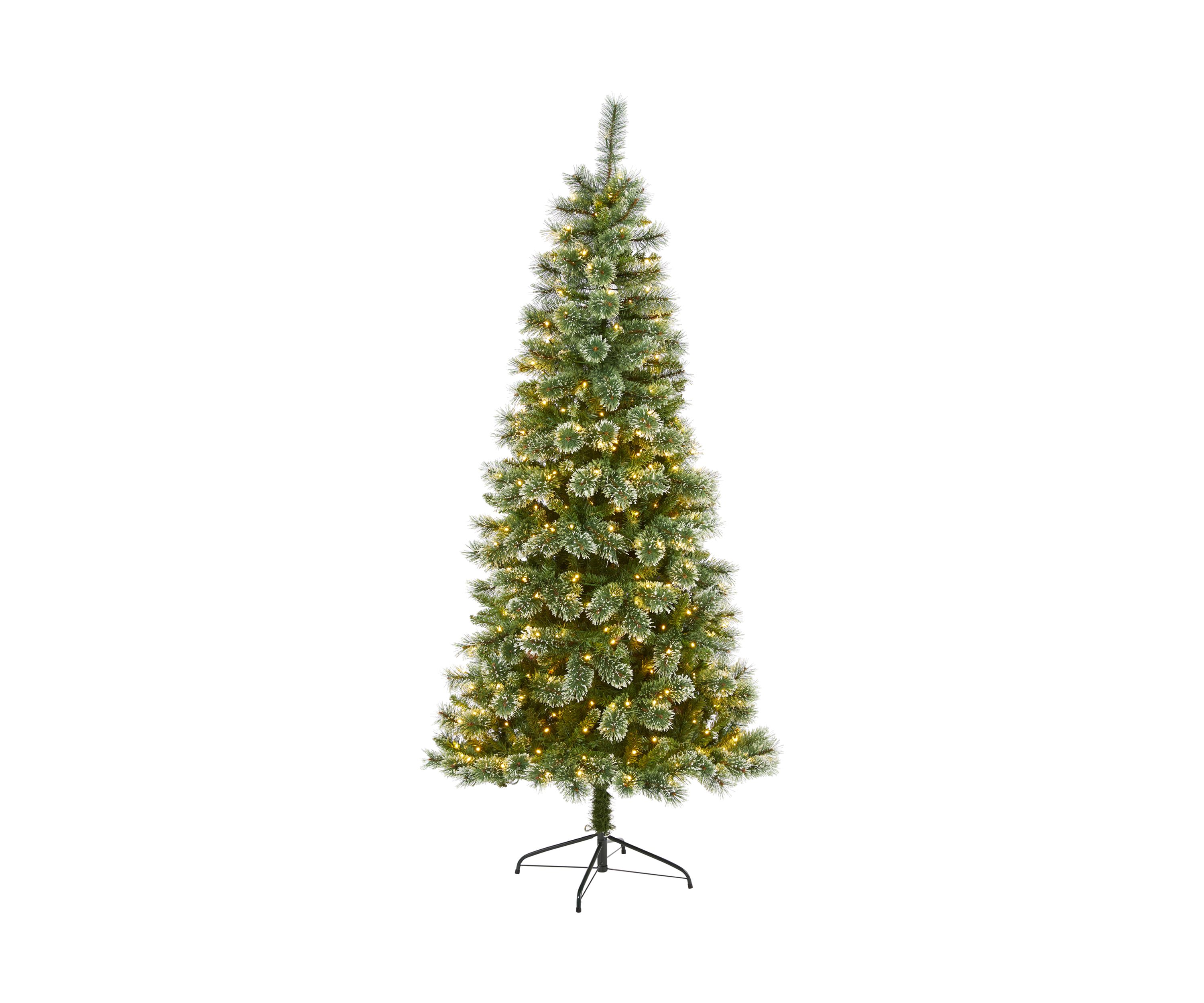7 Foot Wisconsin Slim Snow Tip Pine Artificial Christmas Tree with 400 Clear LED Lights
