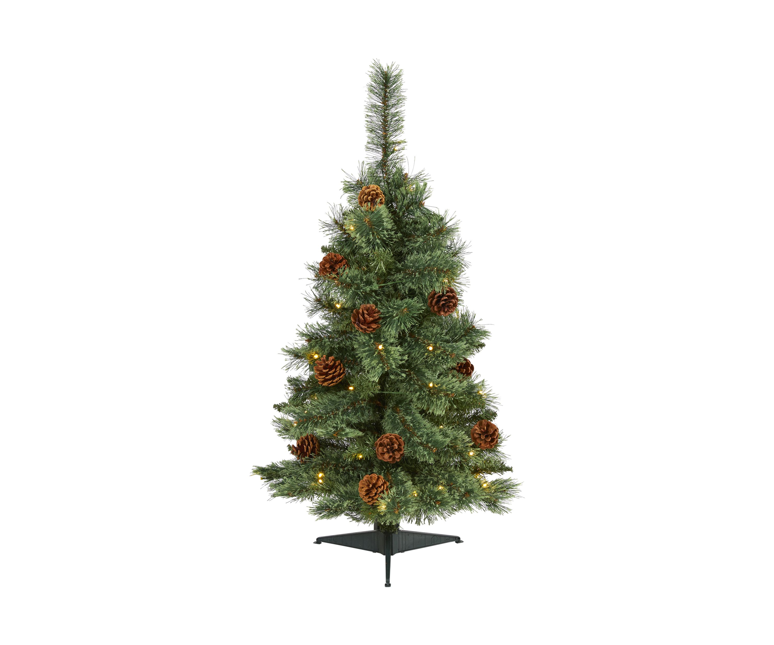 3 Foot White Mountain Pine Artificial Christmas Tree with 50 Clear LED Lights and Pine Cones