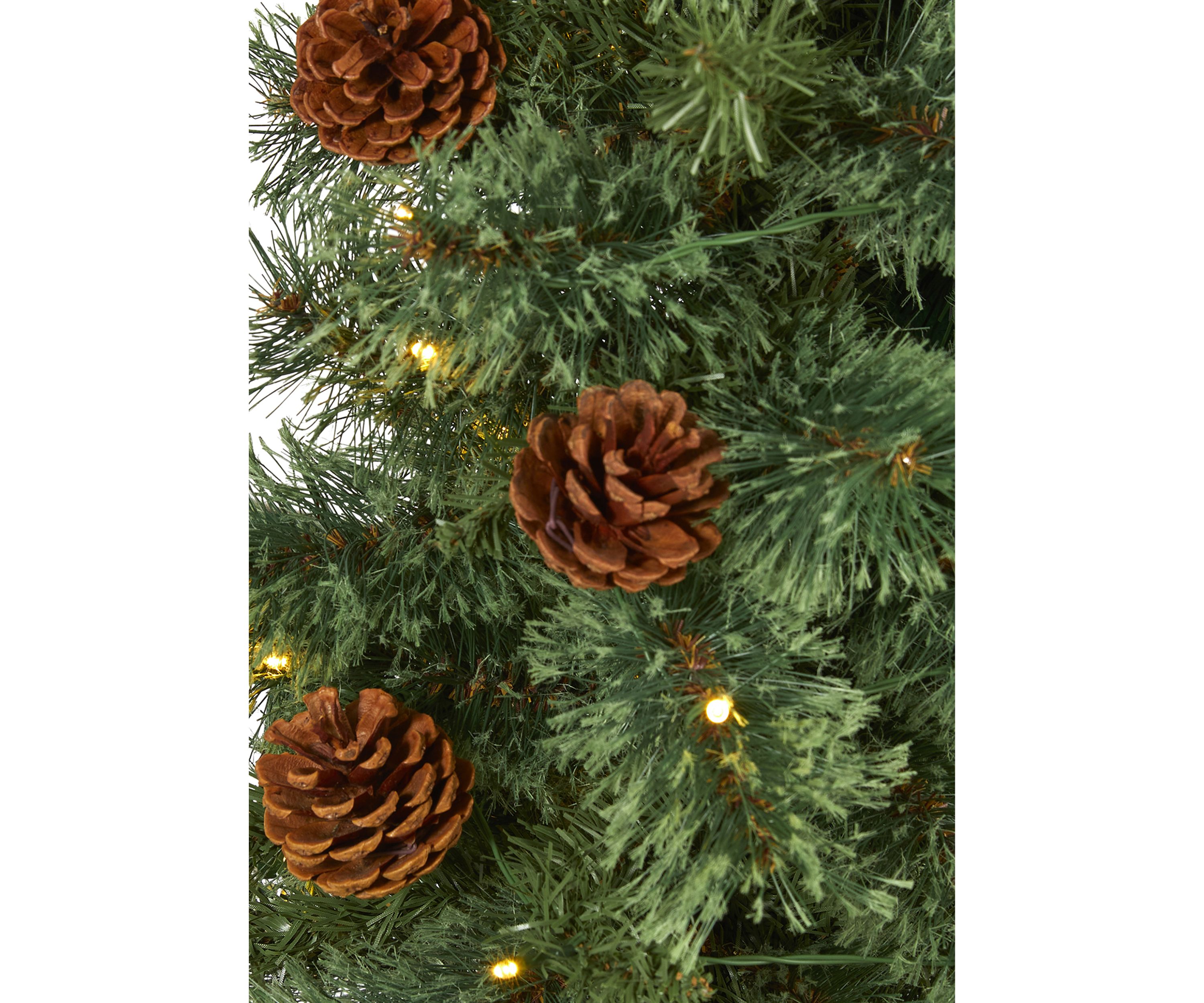3 Foot White Mountain Pine Artificial Christmas Tree with 50 Clear LED Lights and Pine Cones