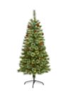 5 Foot White Mountain Pine Artificial Christmas Tree with 200 Clear LED Lights and Pine Cones