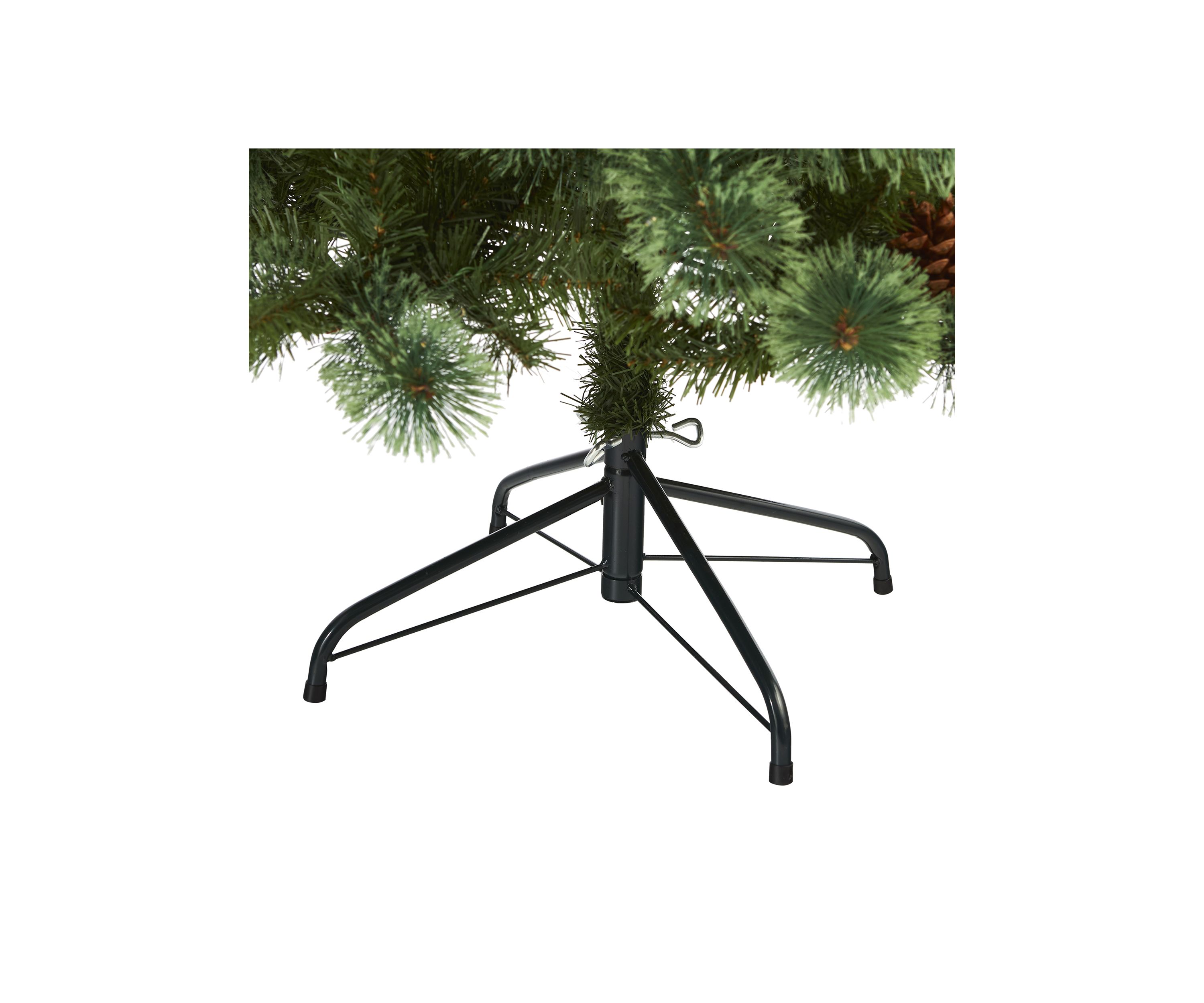 6 Foot White Mountain Pine Artificial Christmas Tree with 300 Clear LED Lights and Pine Cones