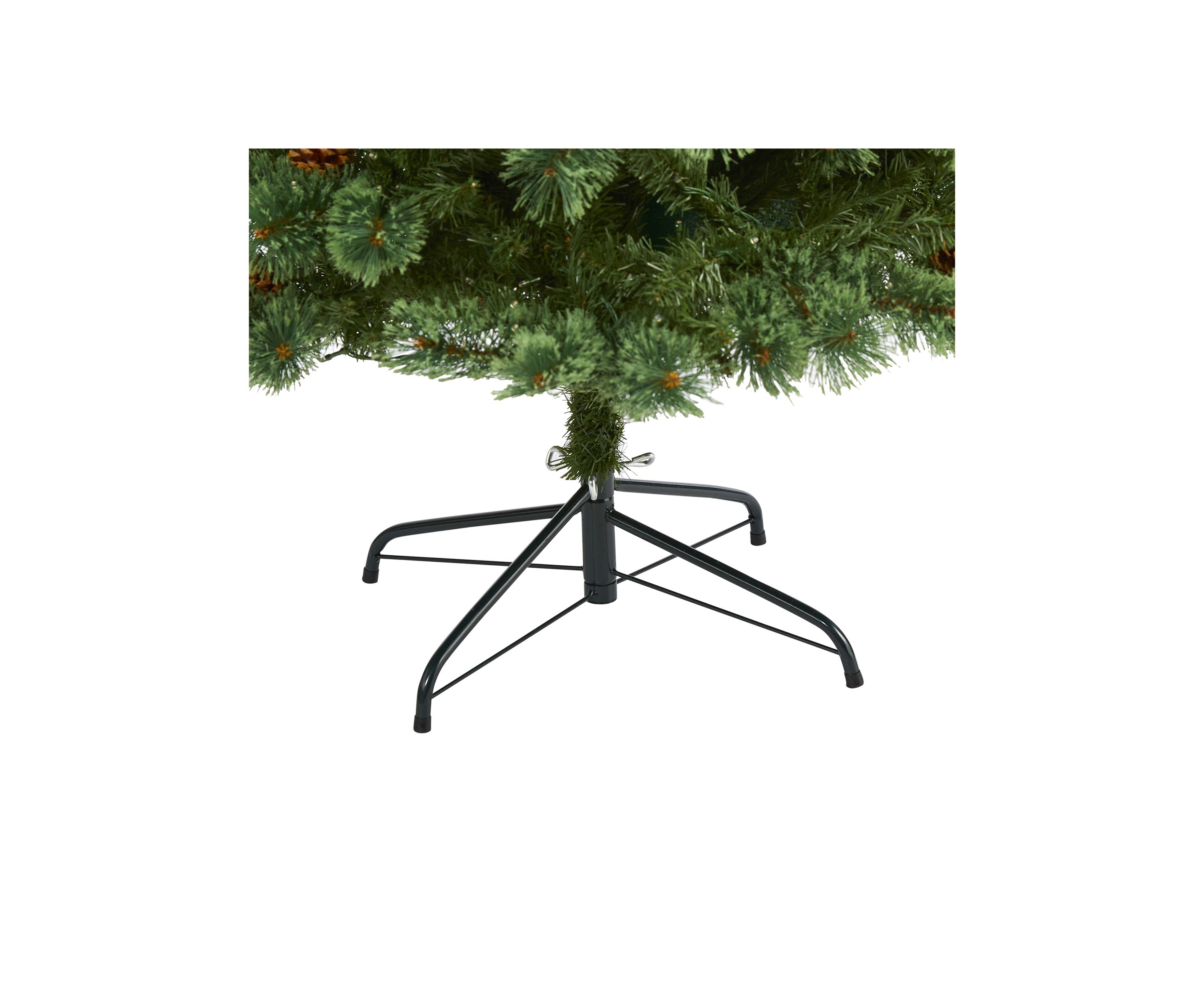 7 Foot White Mountain Pine Artificial Christmas Tree with 400 Clear LED Lights and Pine Cones