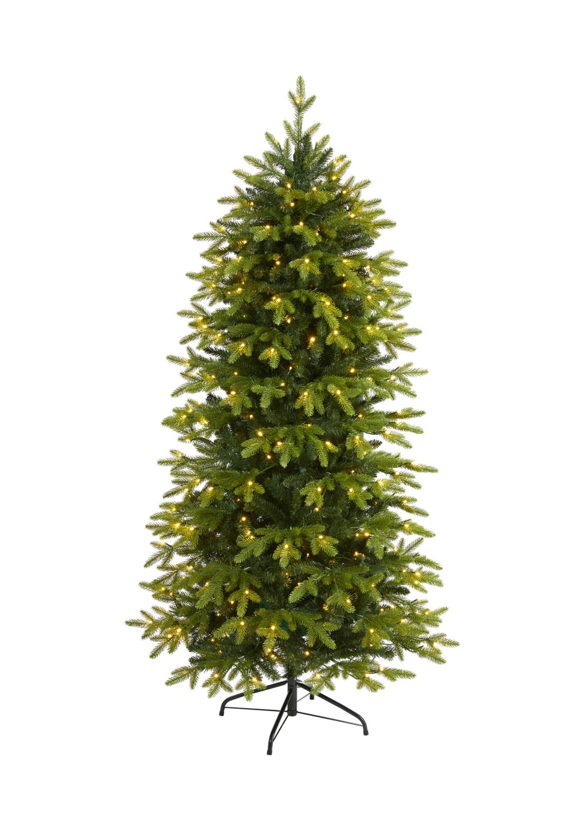 6 Foot Belgium Fir “Natural Look” Artificial Christmas Tree with 300 Clear LED Lights