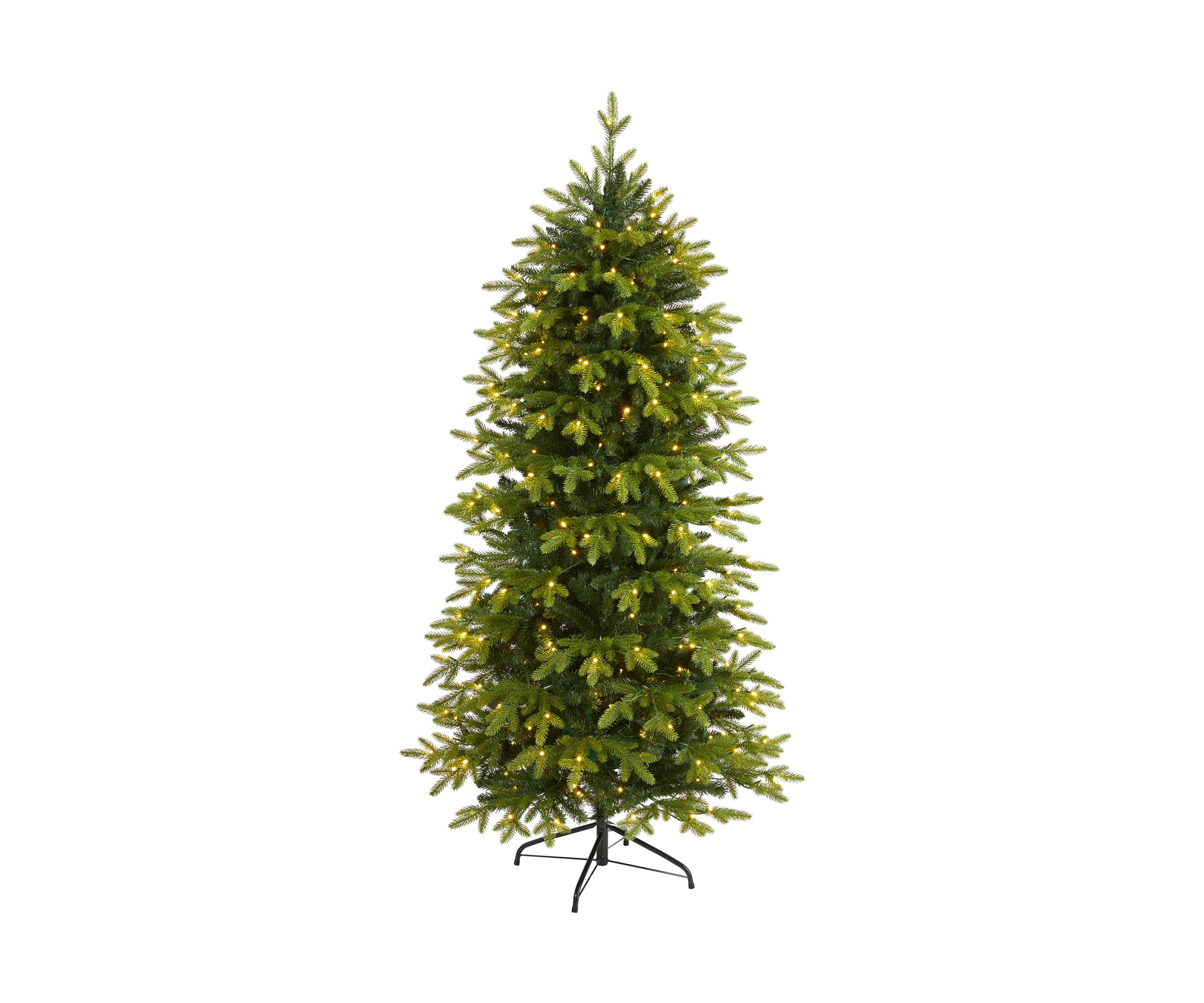 6 Foot Belgium Fir “Natural Look” Artificial Christmas Tree with 300 Clear LED Lights