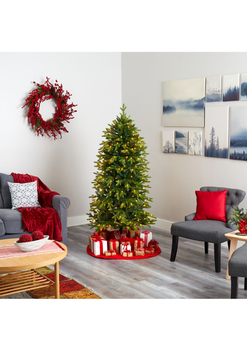 6 Foot Belgium Fir “Natural Look” Artificial Christmas Tree with 300 Clear LED Lights