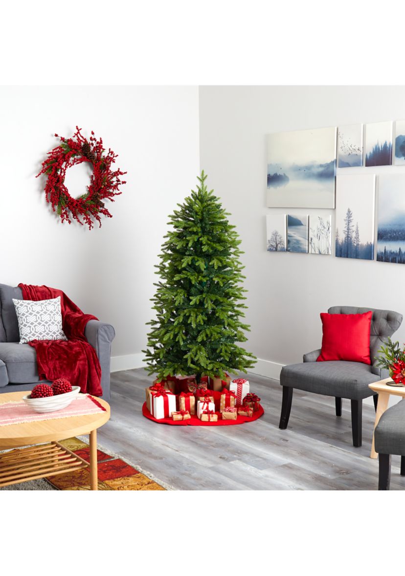 6 Foot Belgium Fir “Natural Look” Artificial Christmas Tree with 300 Clear LED Lights