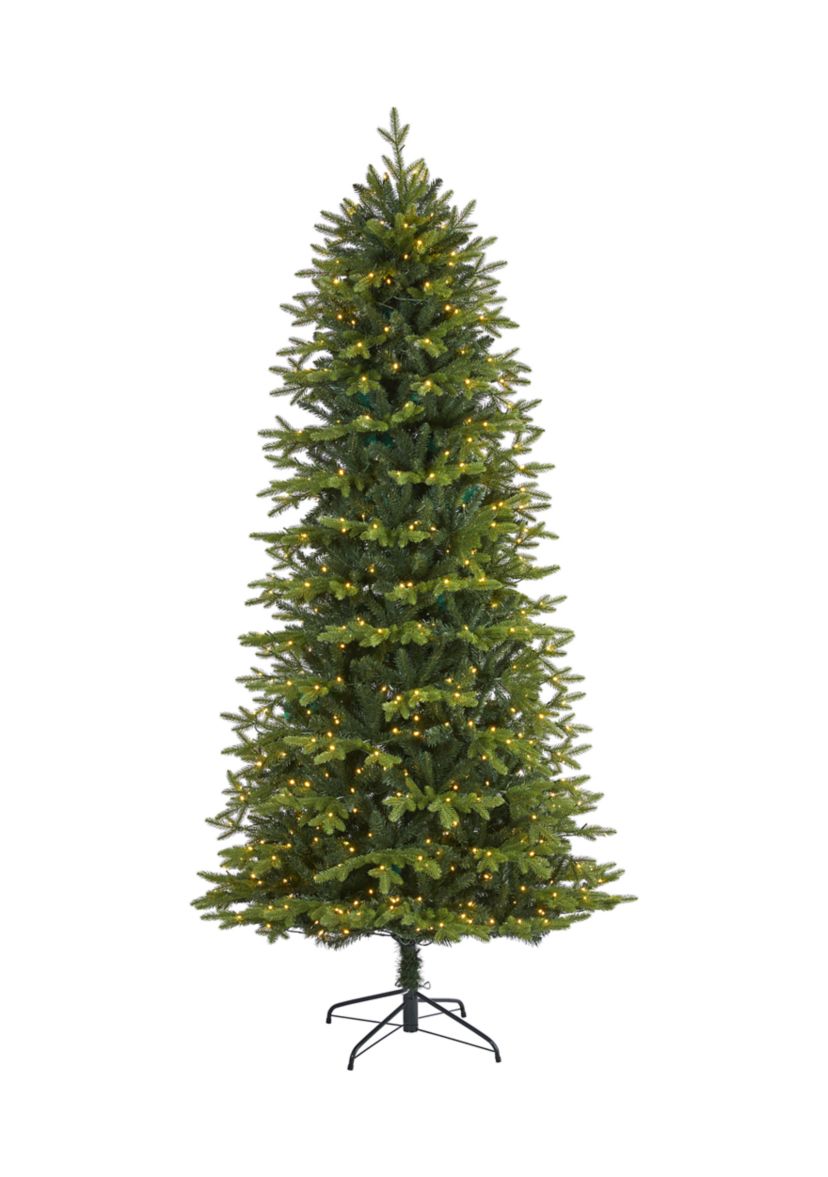 8 Foot Belgium Fir “Natural Look” Artificial Christmas Tree with 650 Clear LED Lights