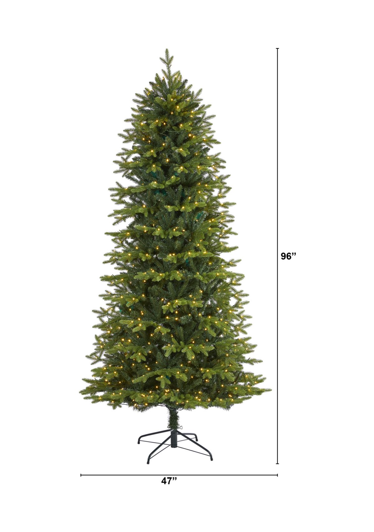 8 Foot Belgium Fir “Natural Look” Artificial Christmas Tree with 650 Clear LED Lights